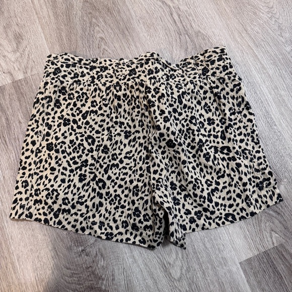 Jolt Leopard Paper Bag Waist Shorts Animal Print Tan Black Tie Small - Picture 4 of 5